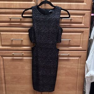 Women's Black Sparkle Cutout Sheath Dress